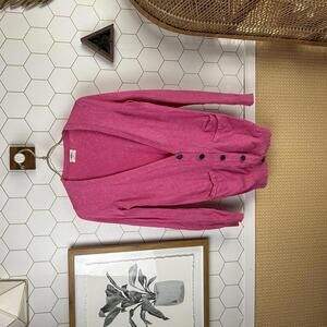 Wallace Bright Pink Long Sleeve Button-Up Cotton Cardigan Sweater - Size - XS